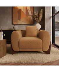 Morden Fort Caramel Boucle Accent Arm Chair Upholstered Living Room Bedroom Reading Nook Modern Sofa Chairs with Wood Legs