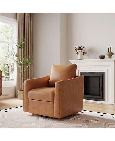 homfan 360 degrees Swivel Accent Chair, Modern Upholstered Armchair with Ergonomic Backrest, Plush Single Sofa for Living Room, Bedroom Office