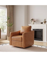 homfan 360 degrees Swivel Accent Chair, Modern Upholstered Armchair with Ergonomic Backrest, Plush Single Sofa for Living Room, Bedroom Office