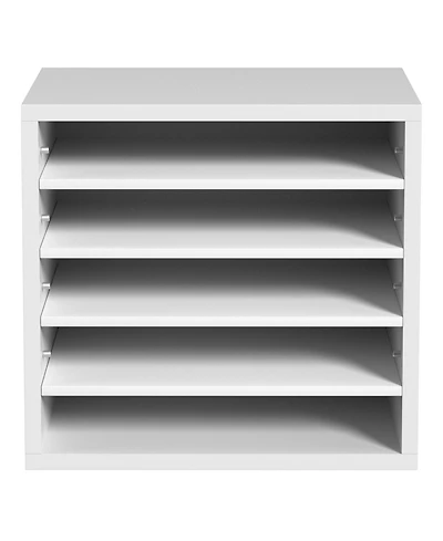 Slickblue 5 Compartment Mail Sorter Organizer with Adjustable Shelves for Office, Classroom & Home