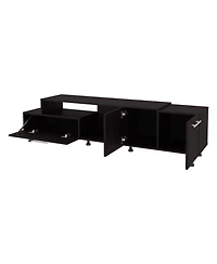 Fm Furniture Aspen Kava Corner Bar Cabinet with Wine Bottle Storage, Stemware Rack, and Shelves Dark Walnut