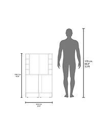 Fm Furniture Toyei Corner Bar Cabinet with Bottle Rack, Open Shelves, and Hidden Storage