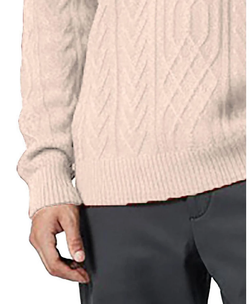 Hope & Henry Men's and Organic Mock Neck Cable Sweater