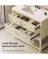 Tribesigns 36" Bathroom Vanity with Ceramic Sink, 4 Drawers