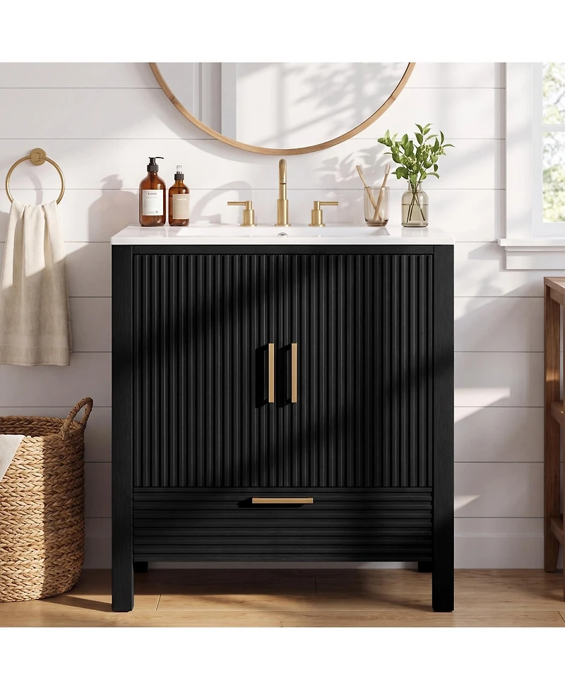 Tribesigns 30" Bathroom Vanity with Integrated Ceramic Sink