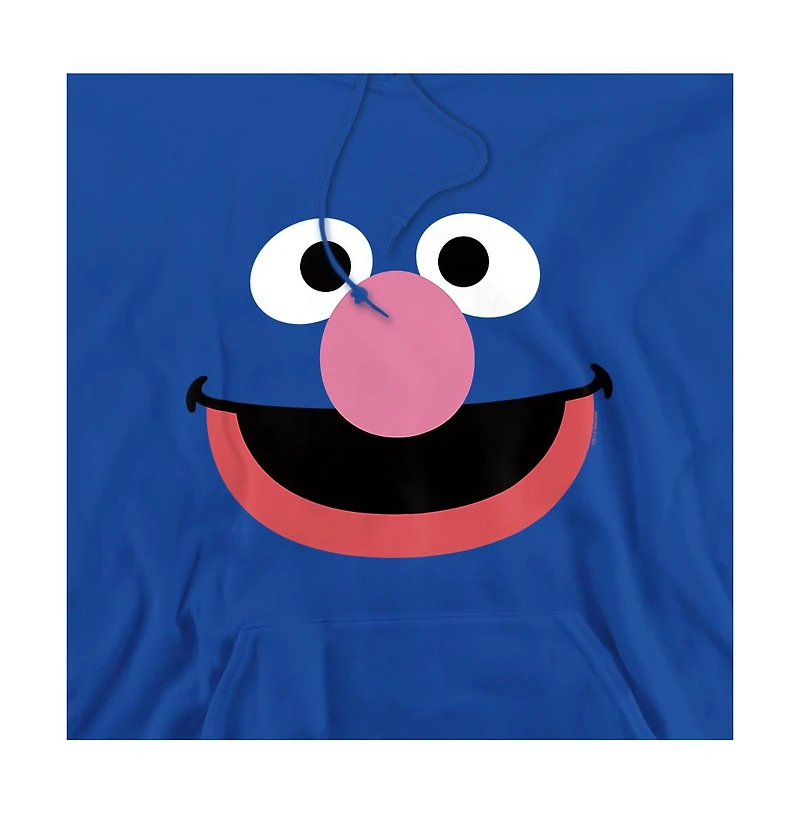 Sesame Street Men's Grover Face Long-Sleeve Graphic Pull-Over Hoodie