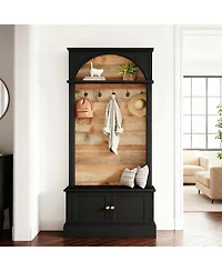 Tribesigns 70.86" Hall Tree with Storage Bench: 4-in-1 entryway bench with coat rack, 5 hooks and adjustable shoe storage for hallway.