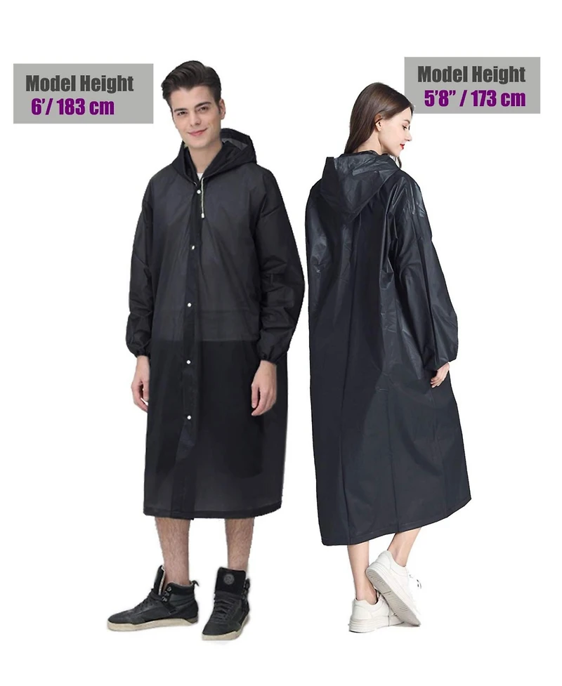 Piscifun 2 Pack Adult Rain Ponchos Packable Drawstring Hood Travel Jackets
