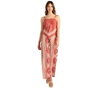 Bcx Women's Printed Wide-Leg Pull-On Pants