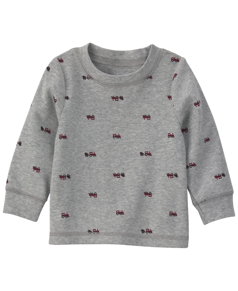 Carter's Baby Boys' Crewneck T-Shirt and Holiday Corduroy Overall, 2-Piece Set
