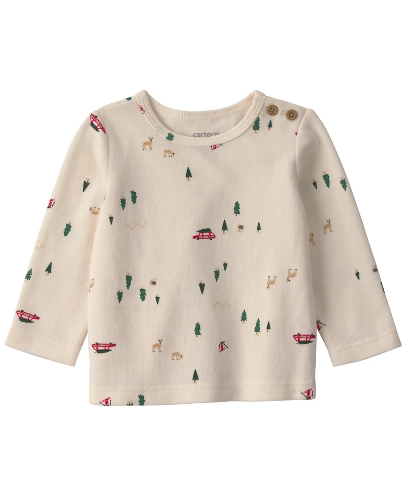 Carter's Baby Boys' Round Neck T-Shirt and Reindeer Sweater Overall, 2-Piece Set