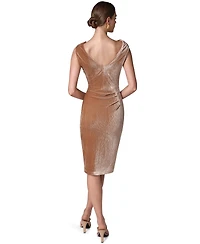 Donna Karan New York Women's Crinkled Velvet Side Ruched Midi Dress
