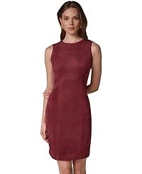 Donna Karan New York Women's Sleeveless Crewneck Suede Sheath Dress