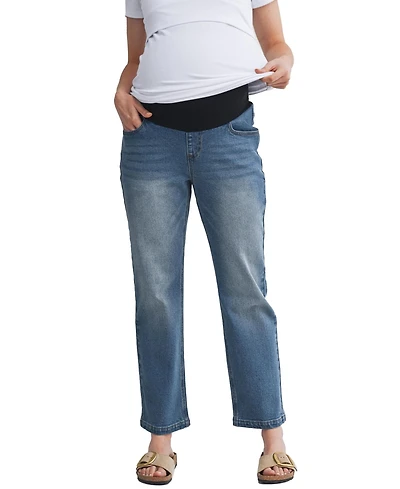 Hello Miz Maternity Over-the-Belly Straight-Leg Pull-On Jeans