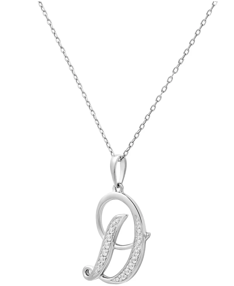 Diamond D Initial 18" Pendant Necklace (1/10 ct. t.w.) in Sterling Silver