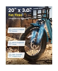 Mooncool TK2 Pro Adult Folding E-Trike with Reverse, 6-Speed, 1500W Peak, 20" Fat Tire