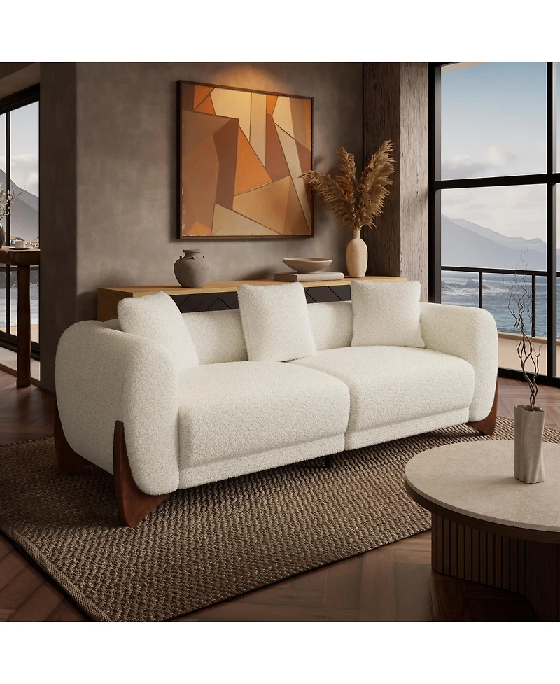 Morden Fort Cloud Couch Round Arm Plush Boucle Sofa for Living Room Apartment Minimalist