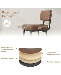 gaomon Set of 2 Counter Height Bar Stools, 26 Inch Faux Leather with Backrest for Kitchen Island Dining