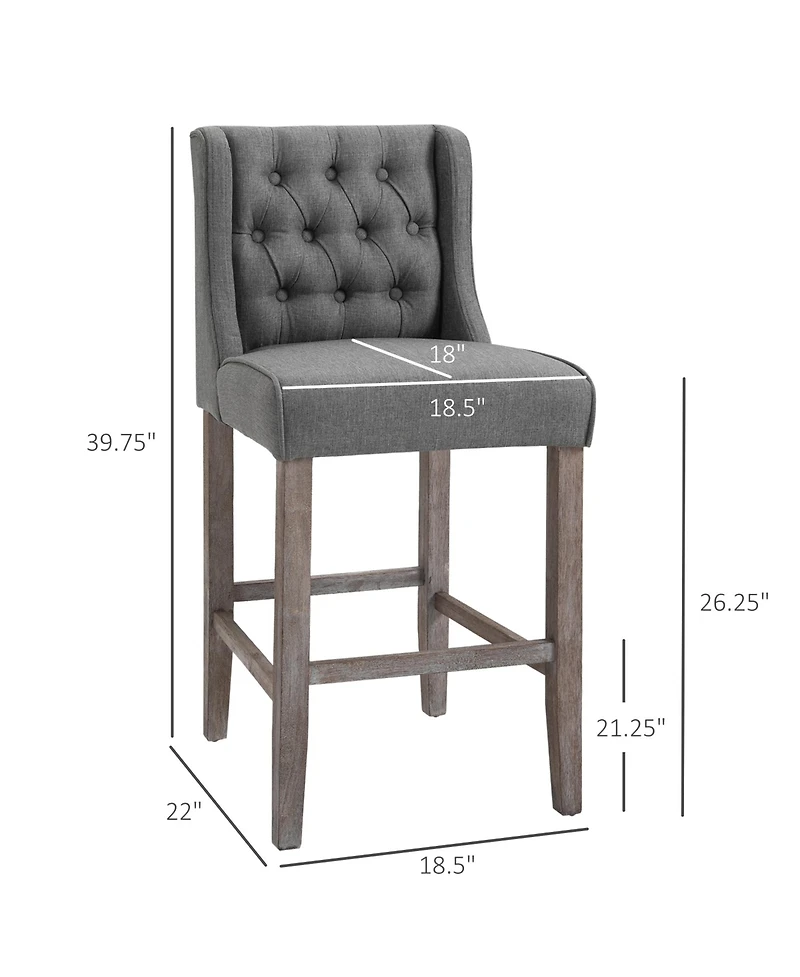 Slickblue Modern Set of 2 Height Bar Stool for Kitchen Counter and Home Dining Area