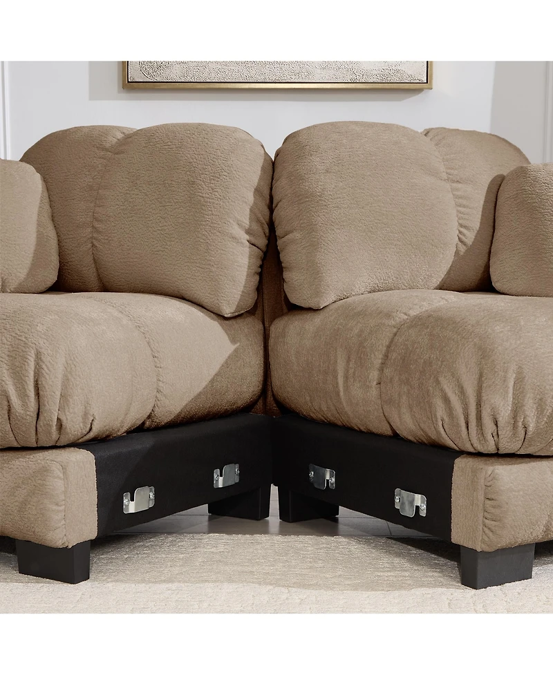 Clihome Chenille Cloud 3-Seater Sofa, Exquisite pillows and quilted back cushions