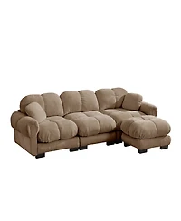 Clihome Oversize Chenille L-Shaped Sofa,Deep Seat Sofa Couch with Movable Ottoman