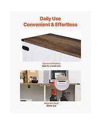 Sugift Farmhouse Coffee Bar Cabinet with 3-Tier Storage and Magnetic Doors 31.5 In Wide