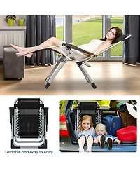 Aboron Outdoor Padded Zero Gravity Lounger, Recliner with Cushion and Cup Holder, Supports 440lbs