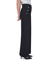 Karl Lagerfeld Paris Women's Side-Button Wide-Leg Ponte Pants