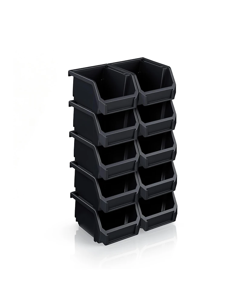Sorbus Extra Small Open Front Stackable Garage Storage Bin – Heavy Duty Plastic Organizer Tote for Tools, Hardware and Shelving