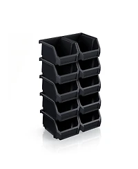 Sorbus Extra Small Open Front Stackable Garage Storage Bin – Heavy Duty Plastic Organizer Tote for Tools, Hardware and Shelving