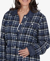 Alfred Dunner Petite Plaid Tweed Shirt Jacket