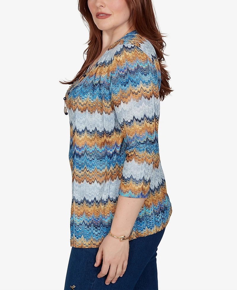 Alfred Dunner Petite 3/4-Sleeve Scoop Neck Top
