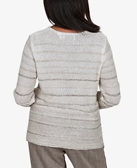 Alfred Dunner Petites Striped 3/4-Sleeve Pullover