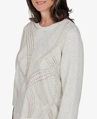 Alfred Dunner Petite 3/4-Sleeve Embellished Top