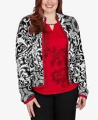 Alfred Dunner Petite Funnel Neck Long-Sleeve Acrylic-Blend Jacket