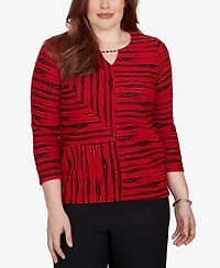 Alfred Dunner Petite Keyhole Neck 3/4-Sleeve Blouse