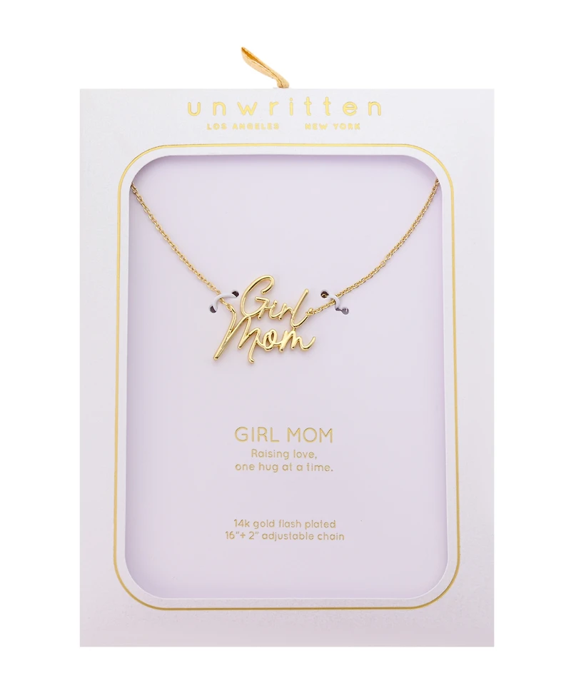 Unwritten Gold-Plated Girl Mom Script Pendant Necklace