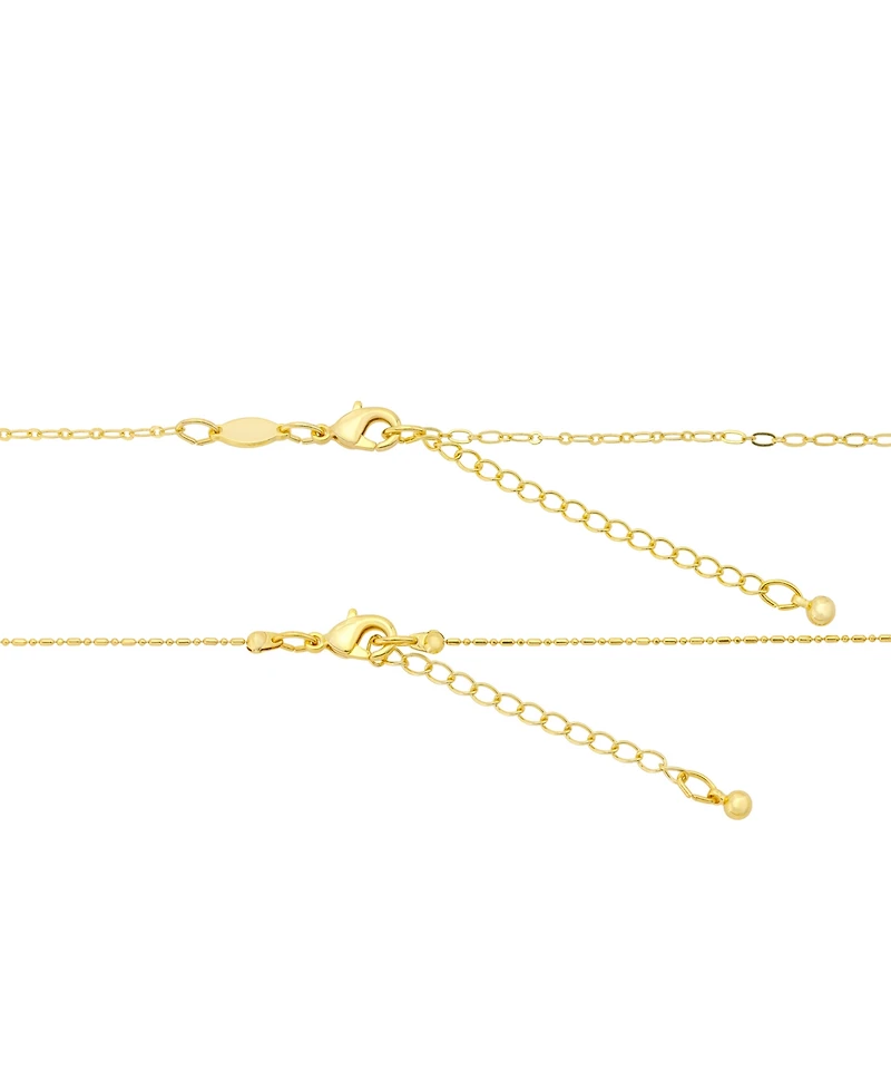 Unwritten Cubic Zirconia and Crystal Gold-Plated Heart Charm Layered Necklace Set