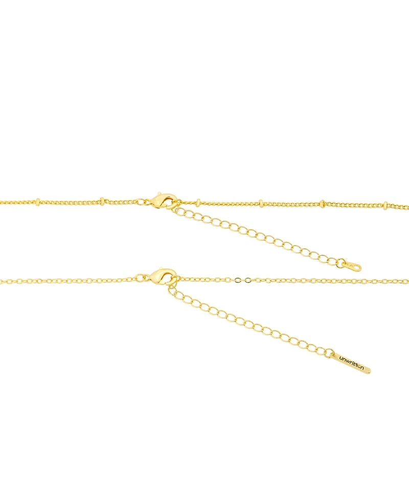 Unwritten Cubic Zirconia Gold-Plated Clover with Crystal Shakers Layered Necklace Set