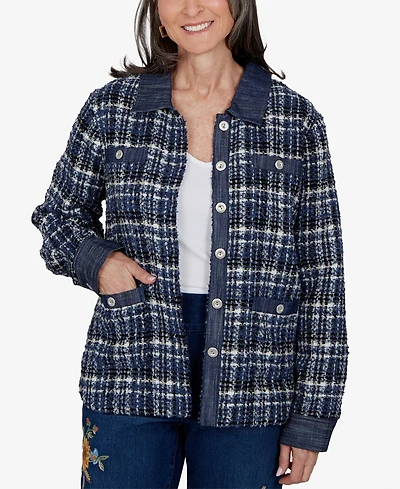 Alfred Dunner Women's Plaid Shirt Jacket