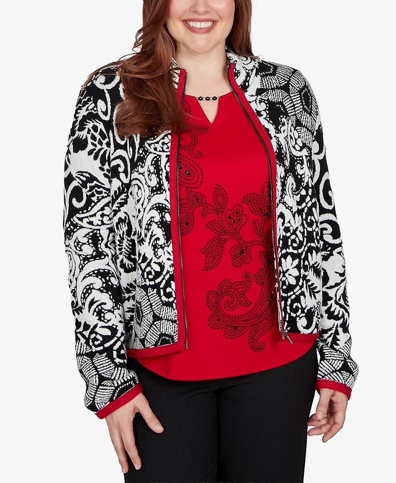 Alfred Dunner Women's Long-Sleeve Zip-Front Knit Jacket