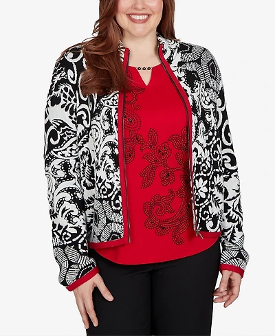 Alfred Dunner Women's Long-Sleeve Zip-Front Knit Jacket