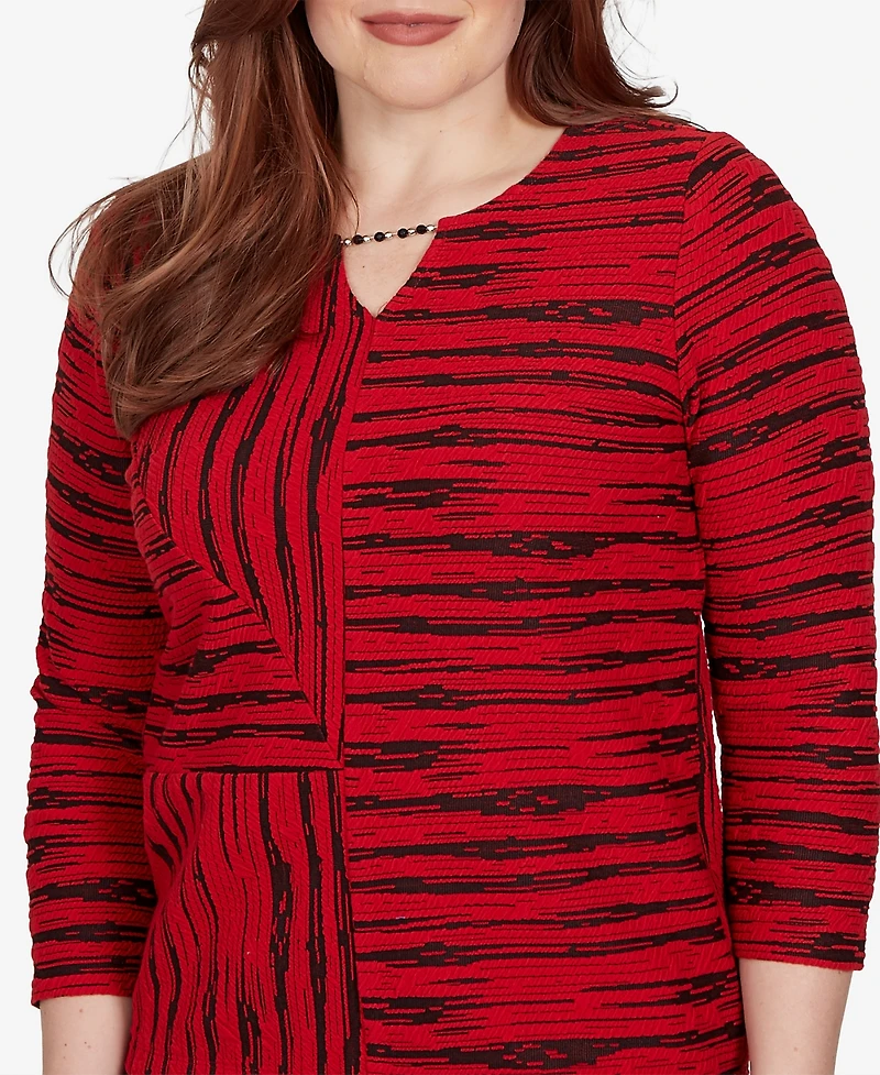 Alfred Dunner Women's Striped V-Neck 3/4-Sleeve Blouse