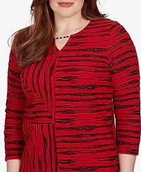 Alfred Dunner Women's Striped V-Neck 3/4-Sleeve Blouse