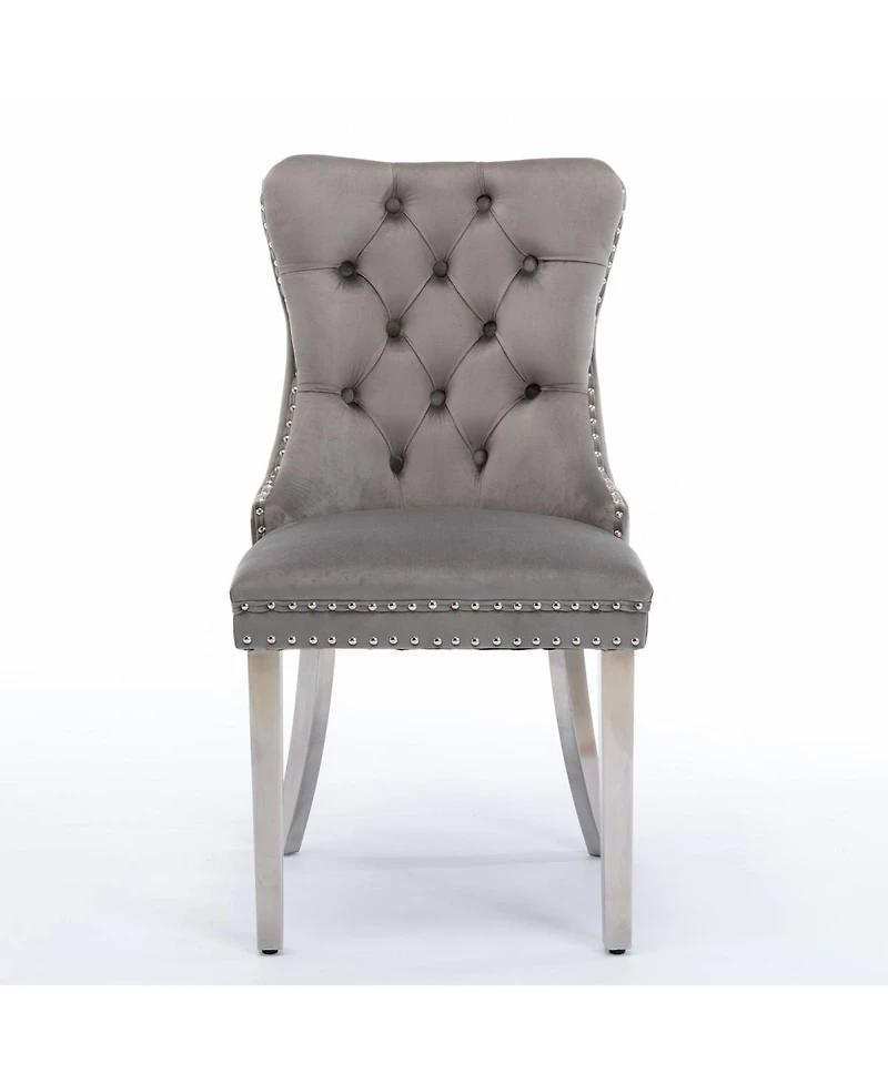 Streamdale Furniture Velvet Tufted Contemporary Dining Chair with Chrome Legs