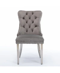 Streamdale Furniture Velvet Tufted Contemporary Dining Chair with Chrome Legs