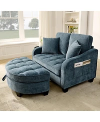 Streamdale Furniture 2-Seater Sofa Chaise with Storage Footrest and Pillows