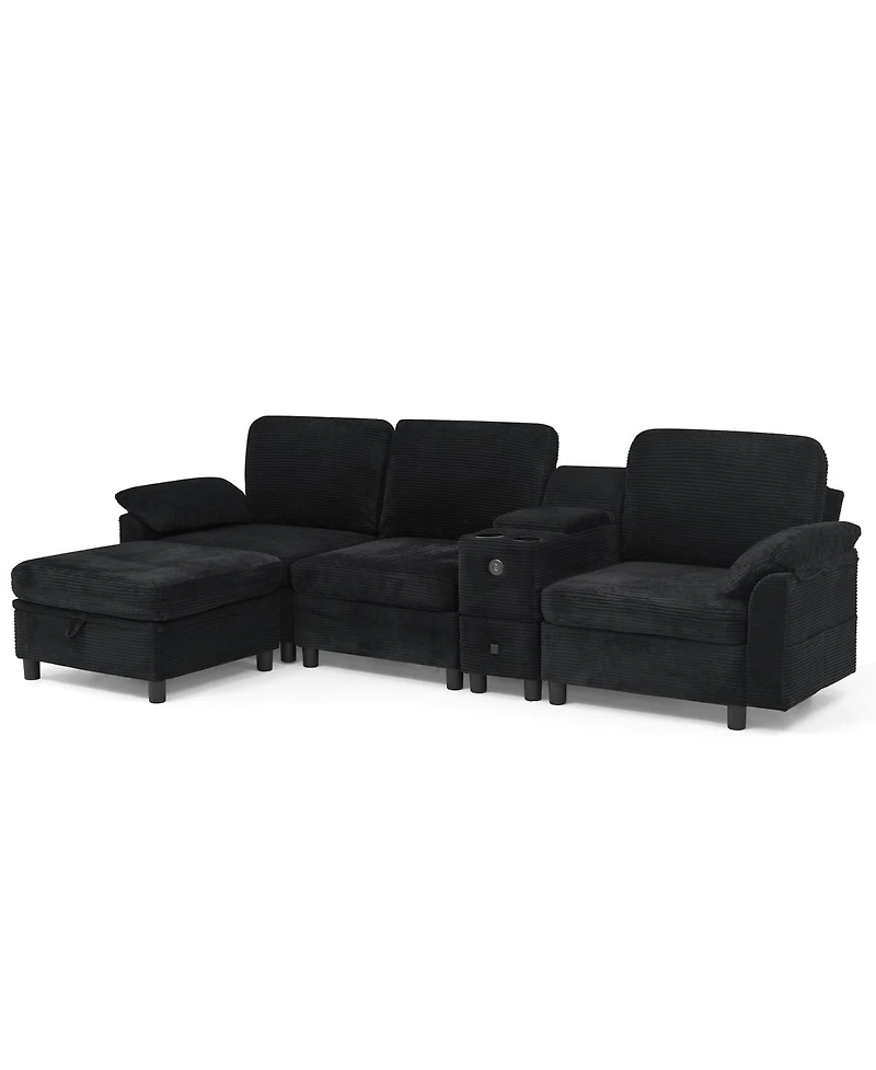 Streamdale Furniture Modern Modular L-Shaped Sectional Sofa with Storage and Cup Holders