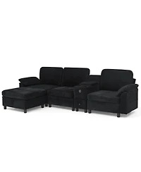 Streamdale Furniture Modern Modular L-Shaped Sectional Sofa with Storage and Cup Holders