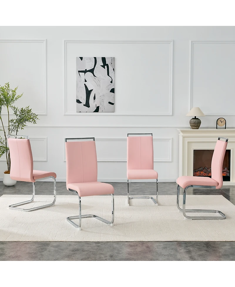 Streamdale Furniture Set of 4 Pu Dining Chairs with Legs